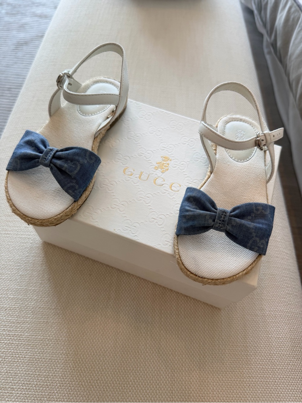 Gucci Denim Bow Sandals